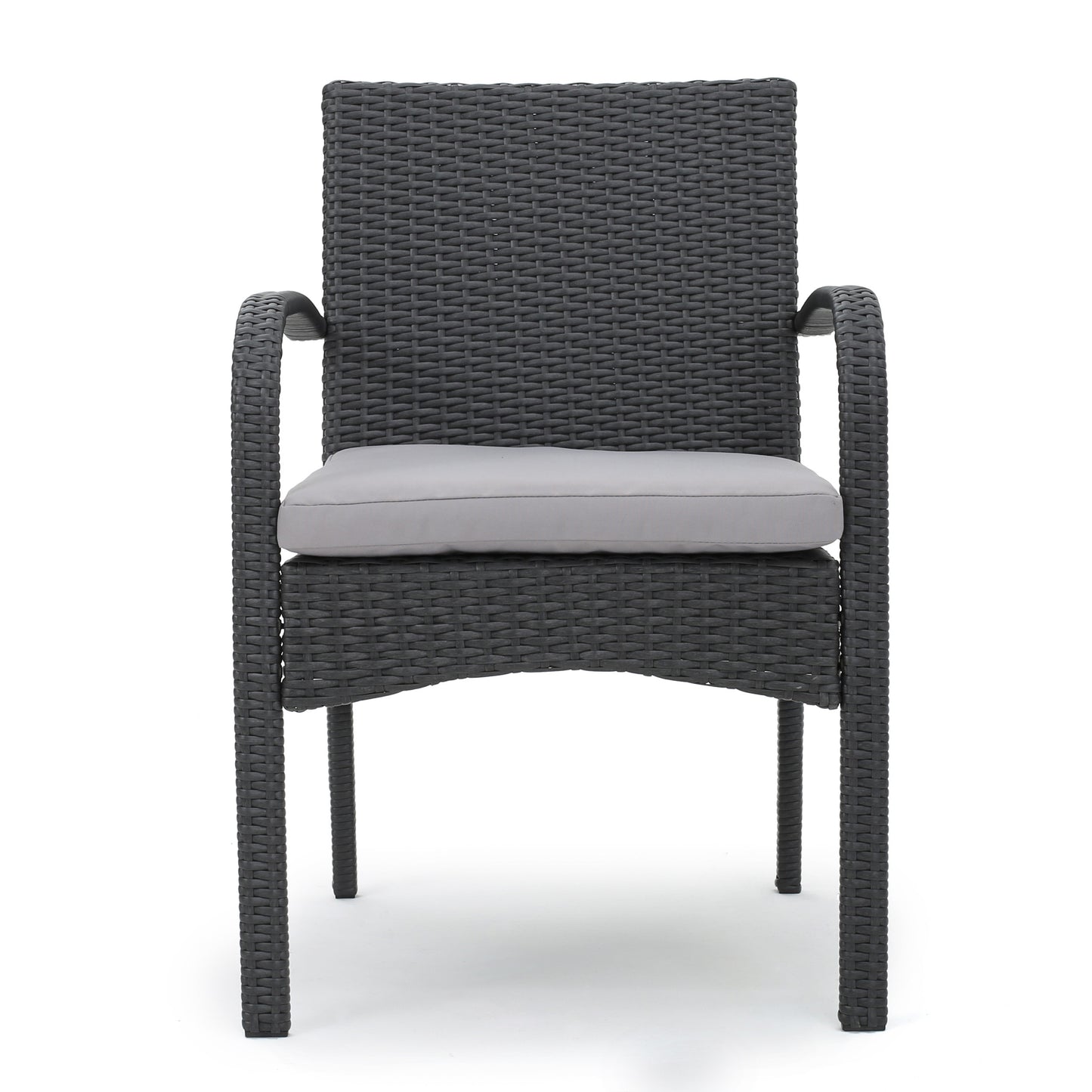 Grey PE Rattan Patio Dining Chairs Set of 2