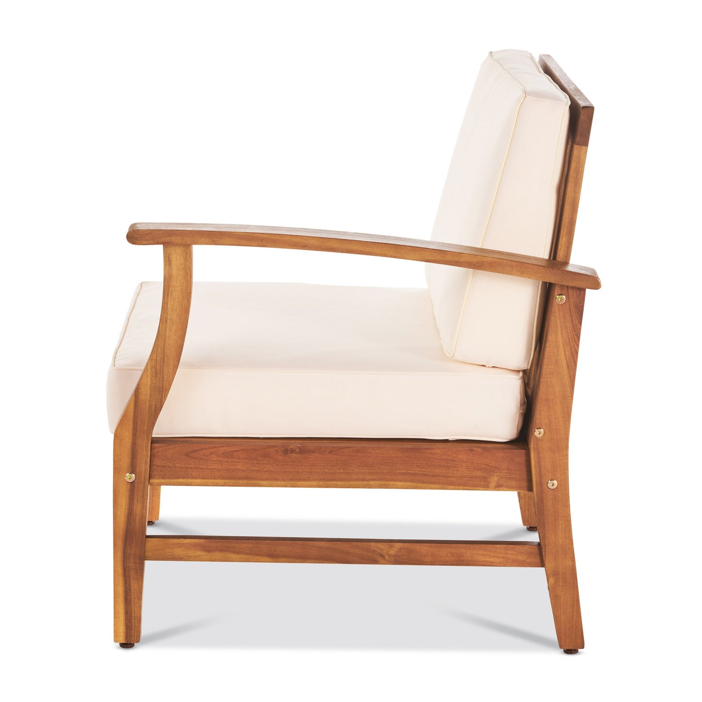 PERLA 3 Seater Sofa & Table Set - Cream Acacia Wood Patio Furniture