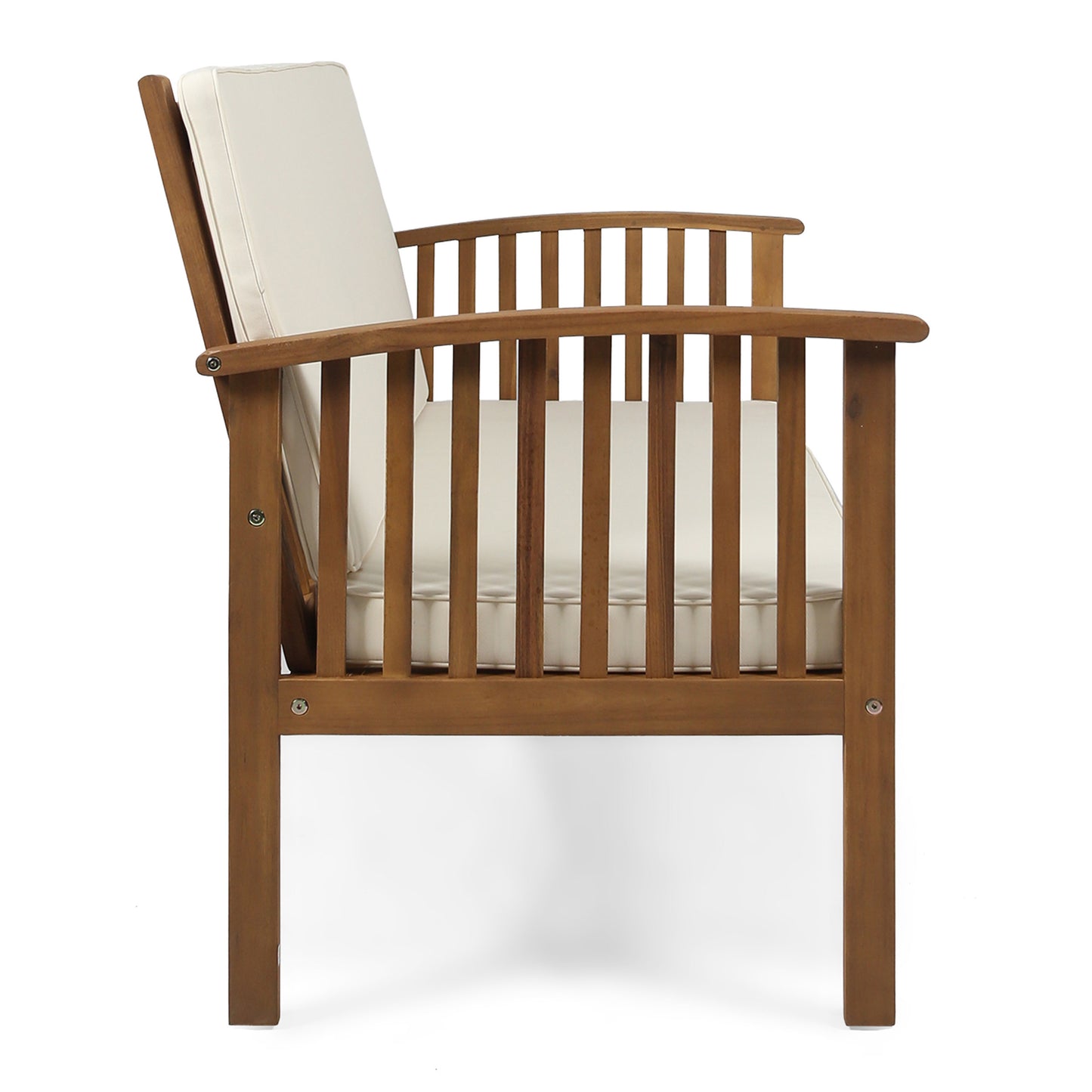 Cream Acacia Wood Loveseat for Garden or Porch Seating