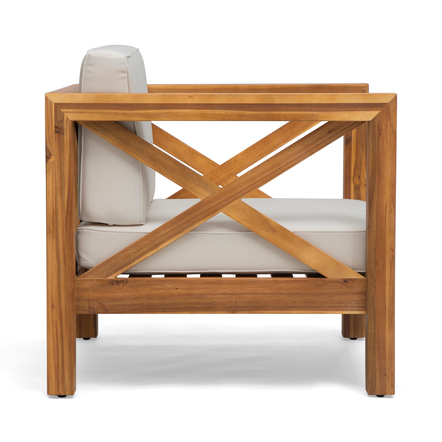 Teak Acacia Wood Patio Club Chair - Weather Resistant Outdoor Seating