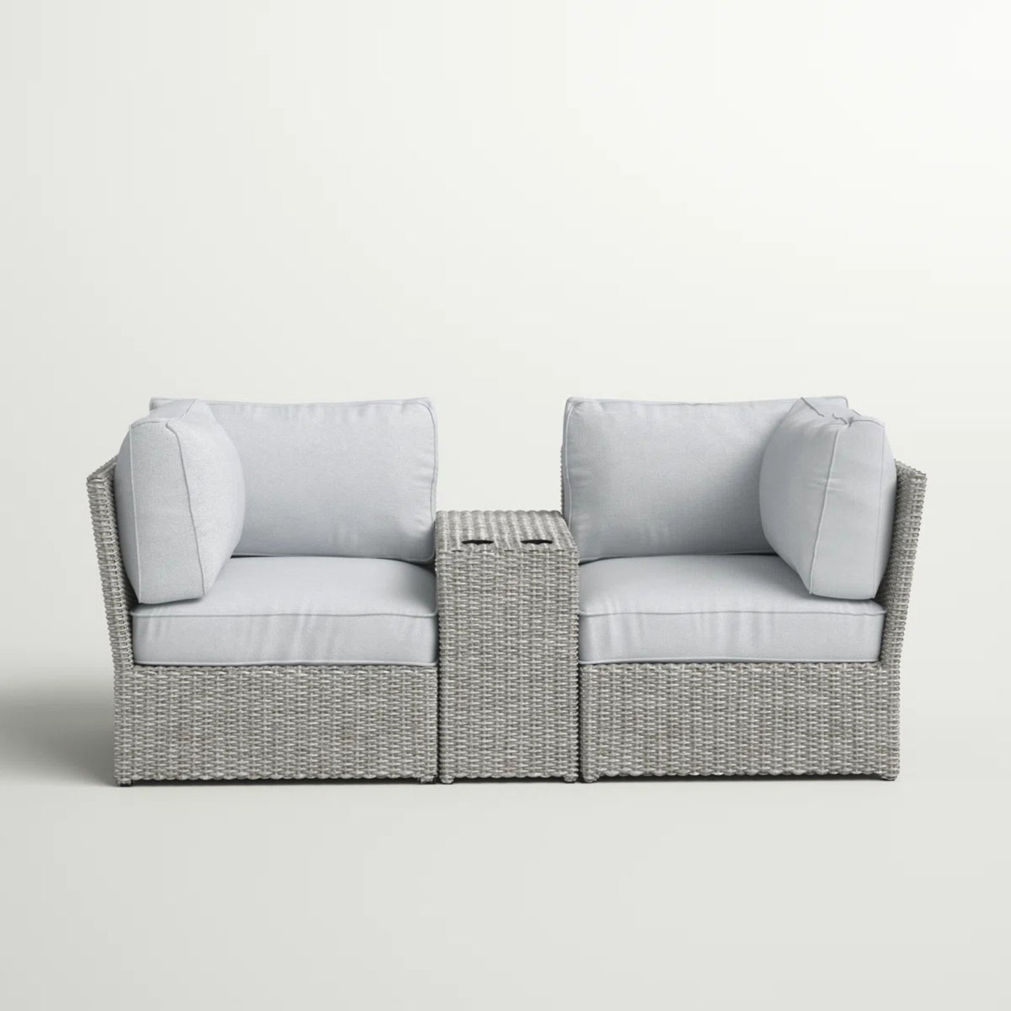 Fully Assembled 2-Person Wicker Patio Sofa Seating Group with Cushions