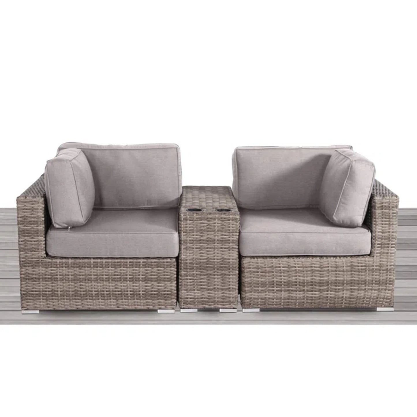Fully Assembled 2-Person Rattan Wicker Outdoor Seating Group with Cushions