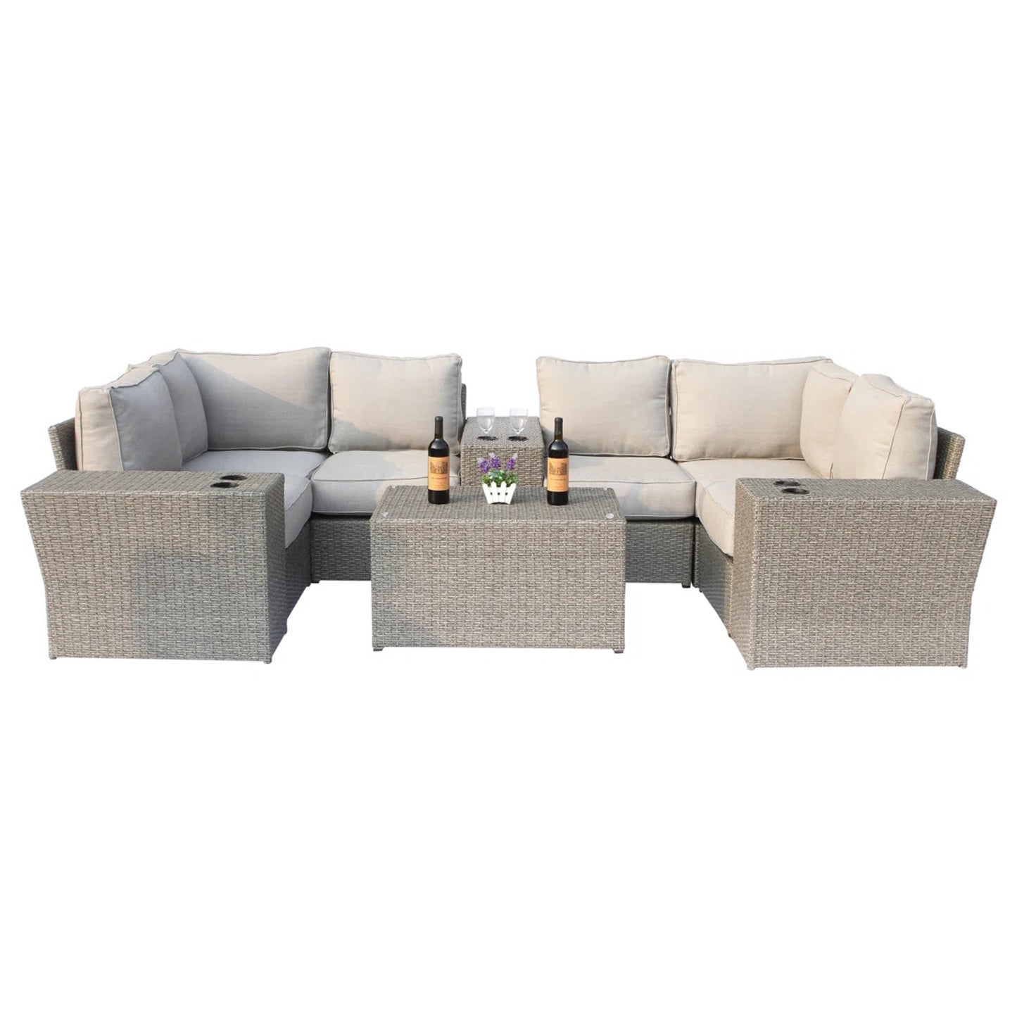 Fully Assembled Outdoor Wicker Seating Group for 4 with Cushions