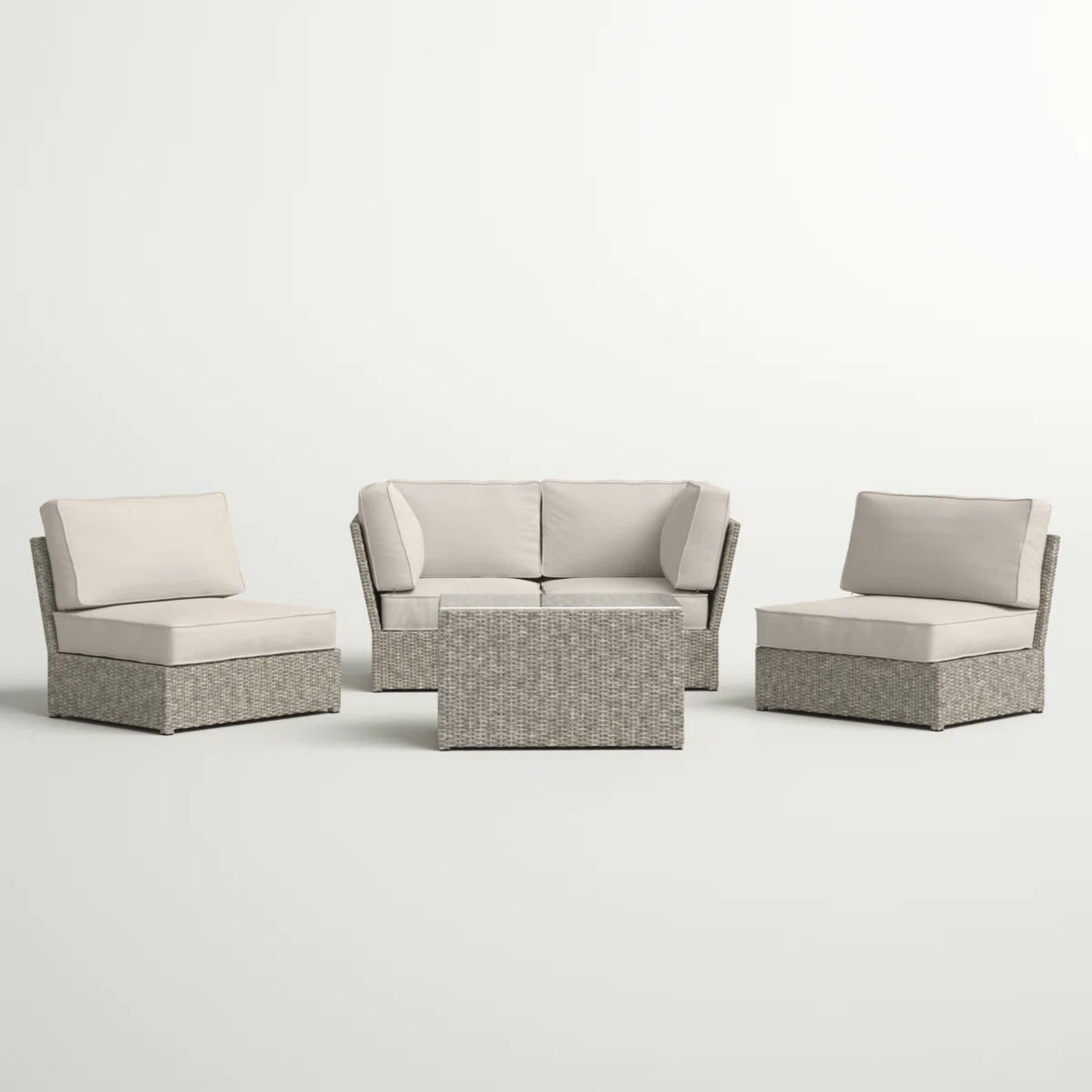 Fully Assembled Wicker Patio Seating Group for 4 with Cushions