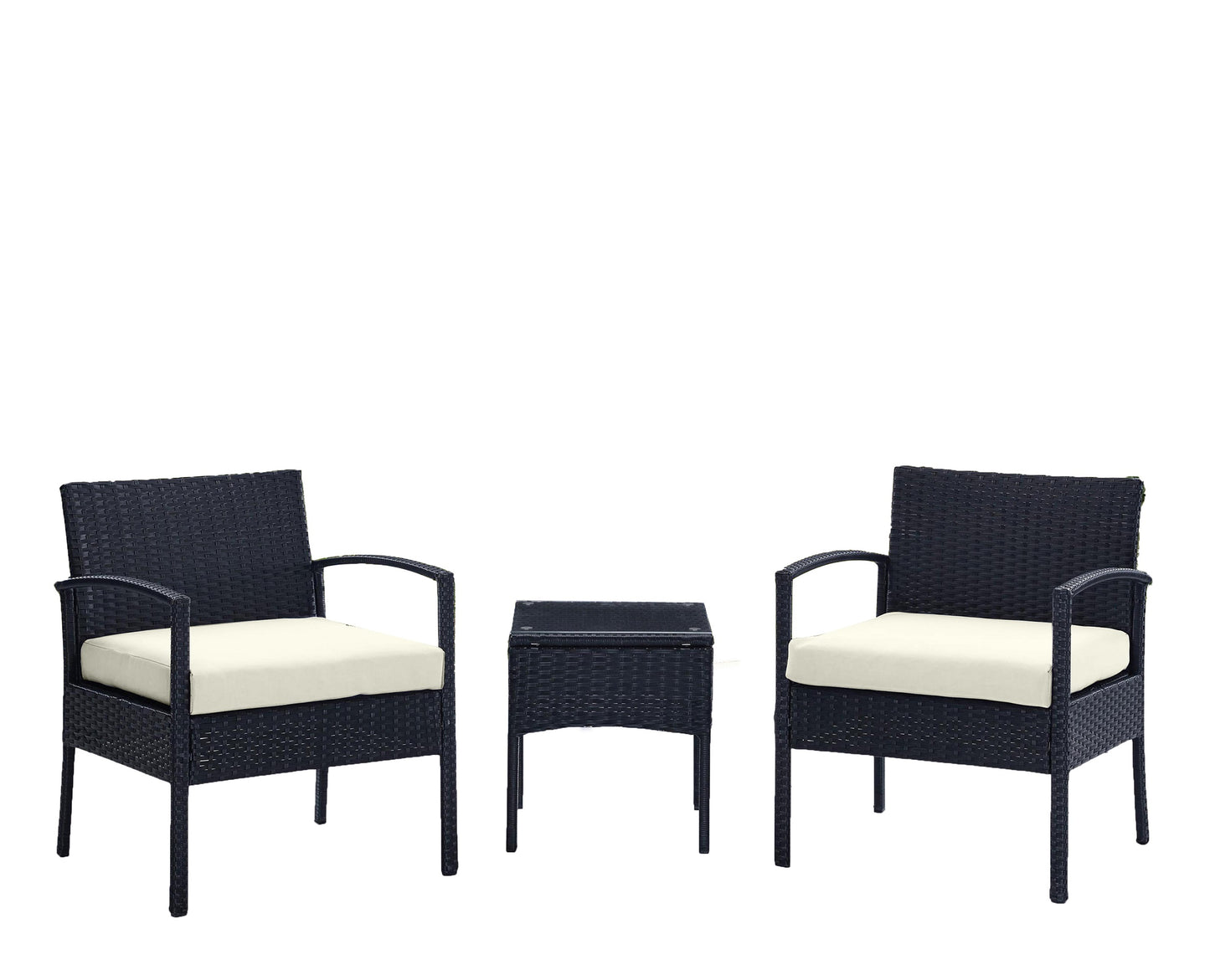 3-Piece Conversation Set in Black and Cream
