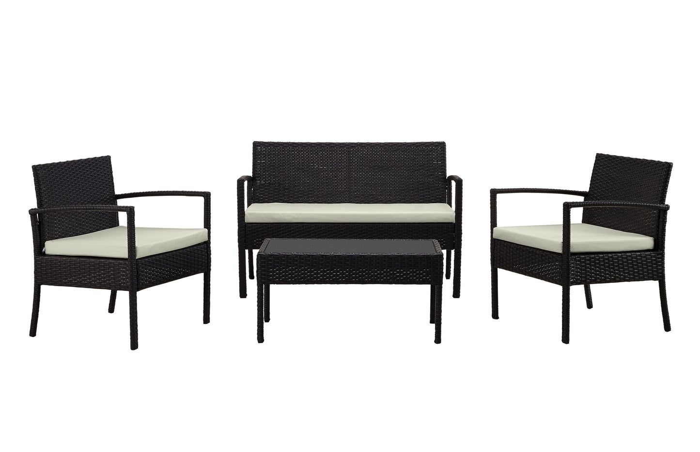 4-Piece Conversation Set in Black and Cream