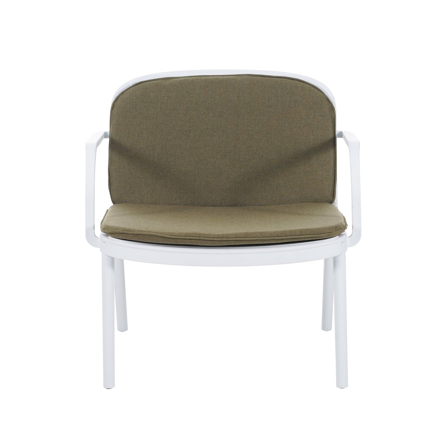 Luna Outdoor PP Club Chair, White Frame with Green Cushion, Set of 2