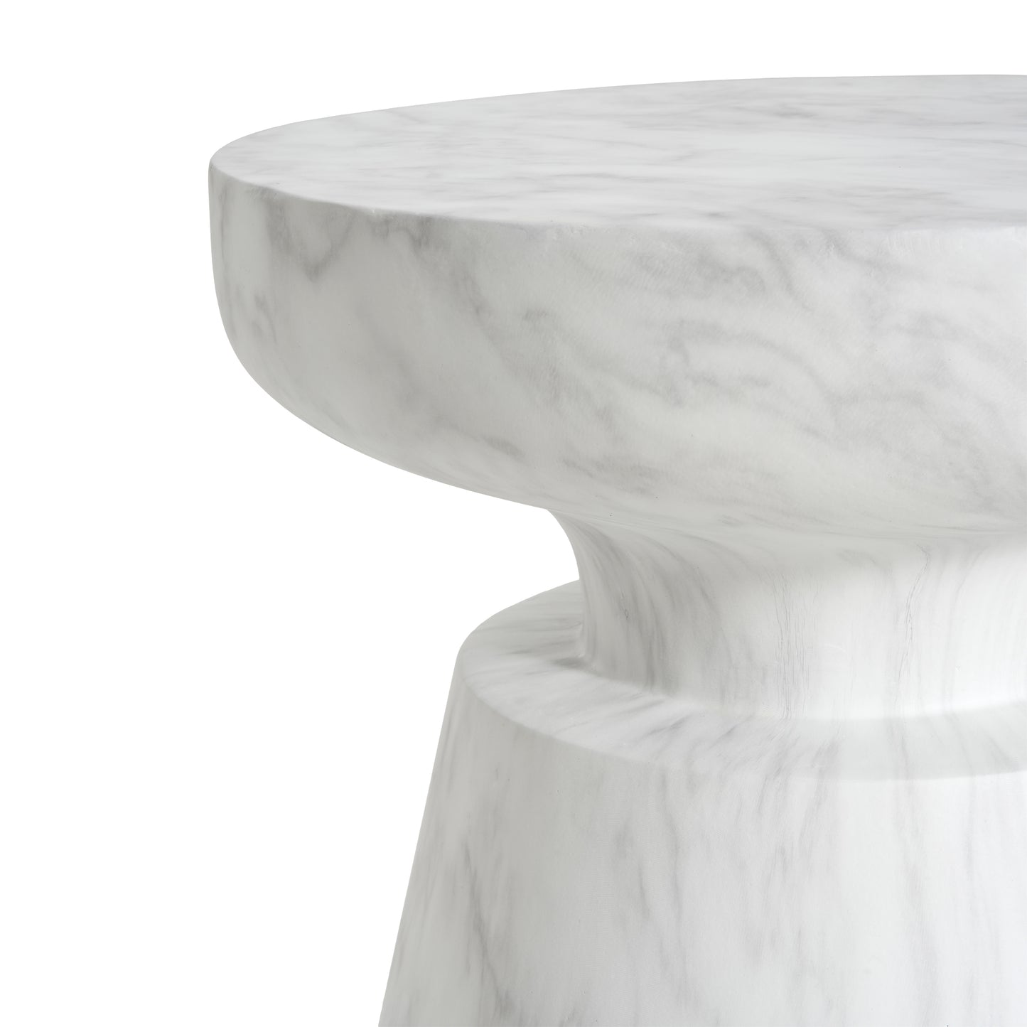 White Concrete Outdoor Side Table - 18 Inch