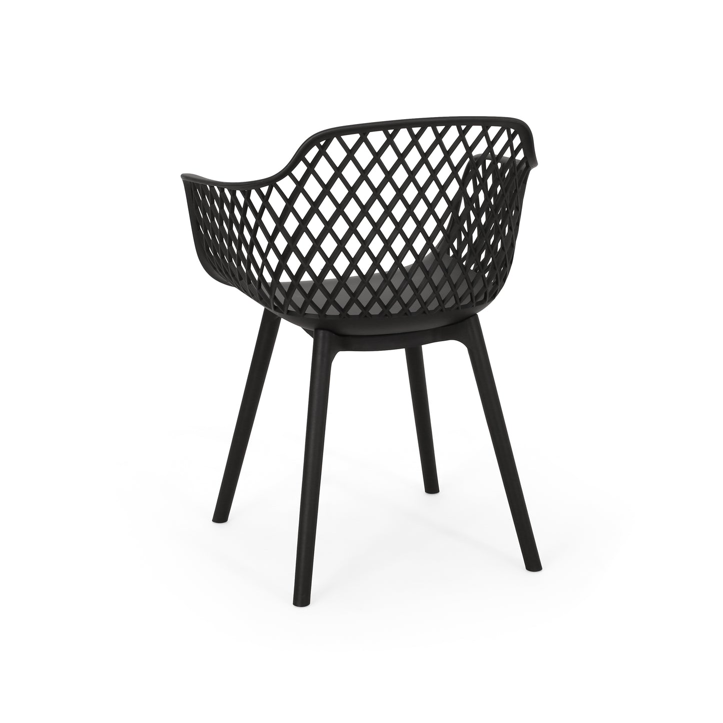 Black Polypropylene Outdoor Dining Chair Set for Patio