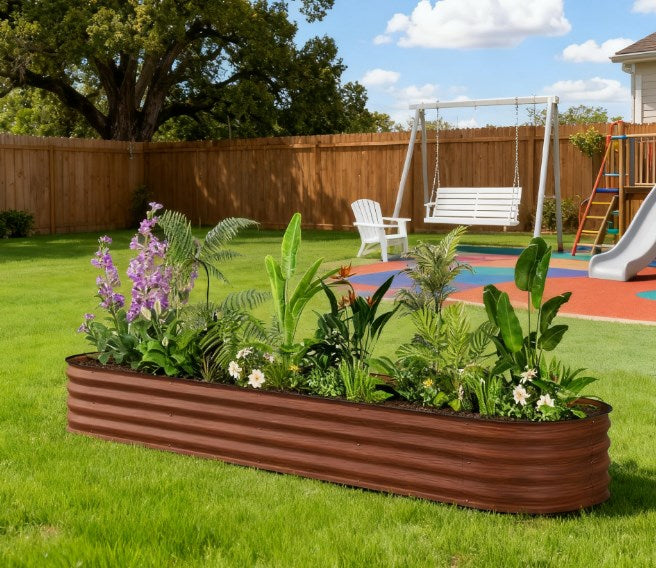 Metal Planter,Metal Planter Box with Safety Edging,Galvanized Raised Garden Bed Kit