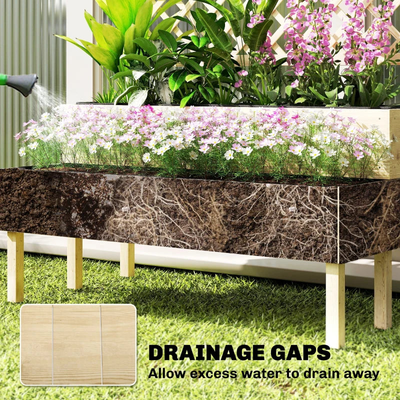 Patio Elevated Planter Box, Trellis Planter Box - Natural Wood