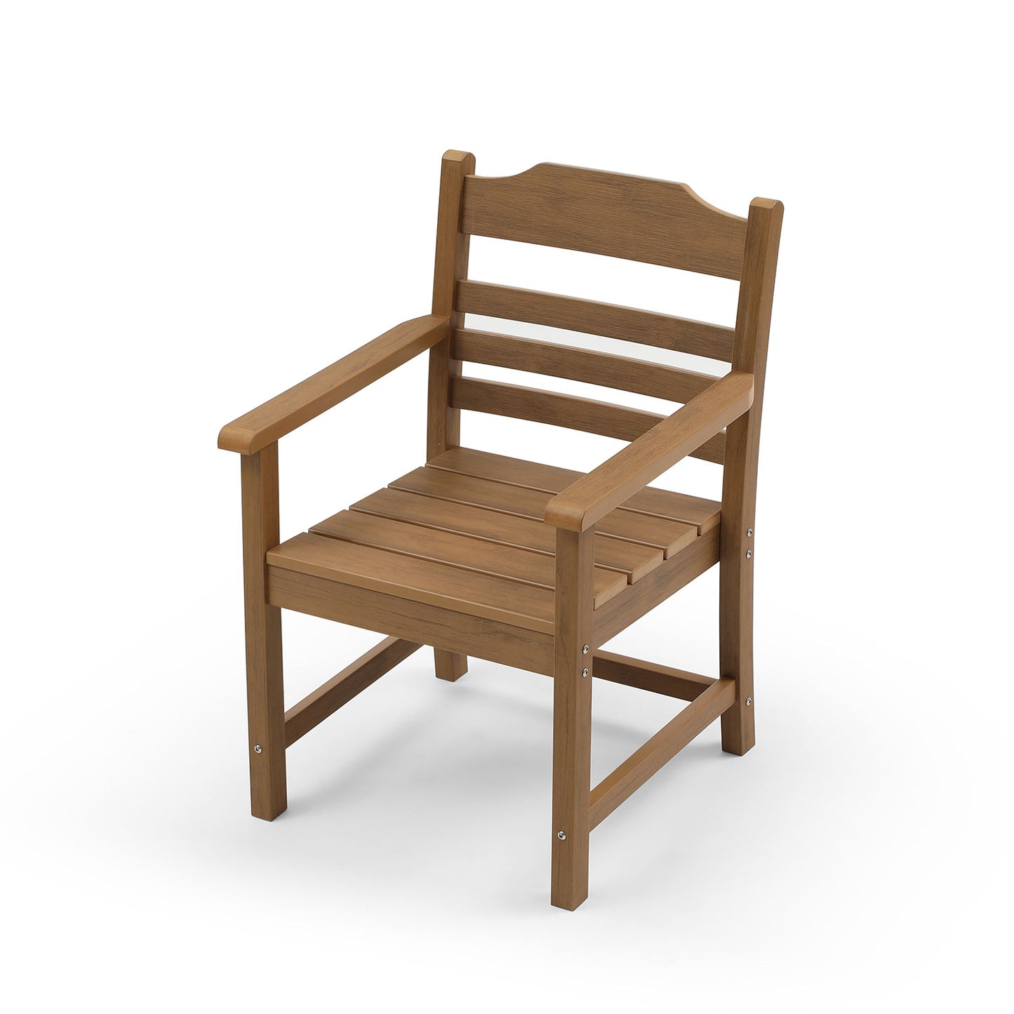 Light Teak Patio Dining Chairs - 2-Piece Set, HIPS Weather Resistant