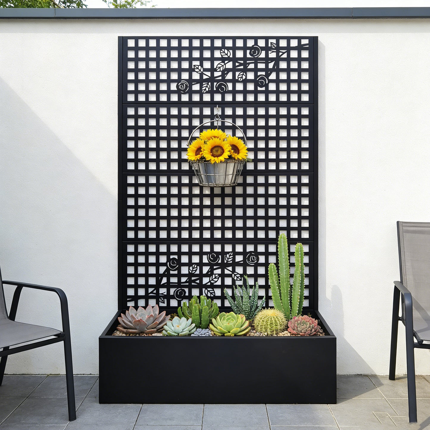 Metal Planter Box with Trellis - 70.9" H Garden Bed