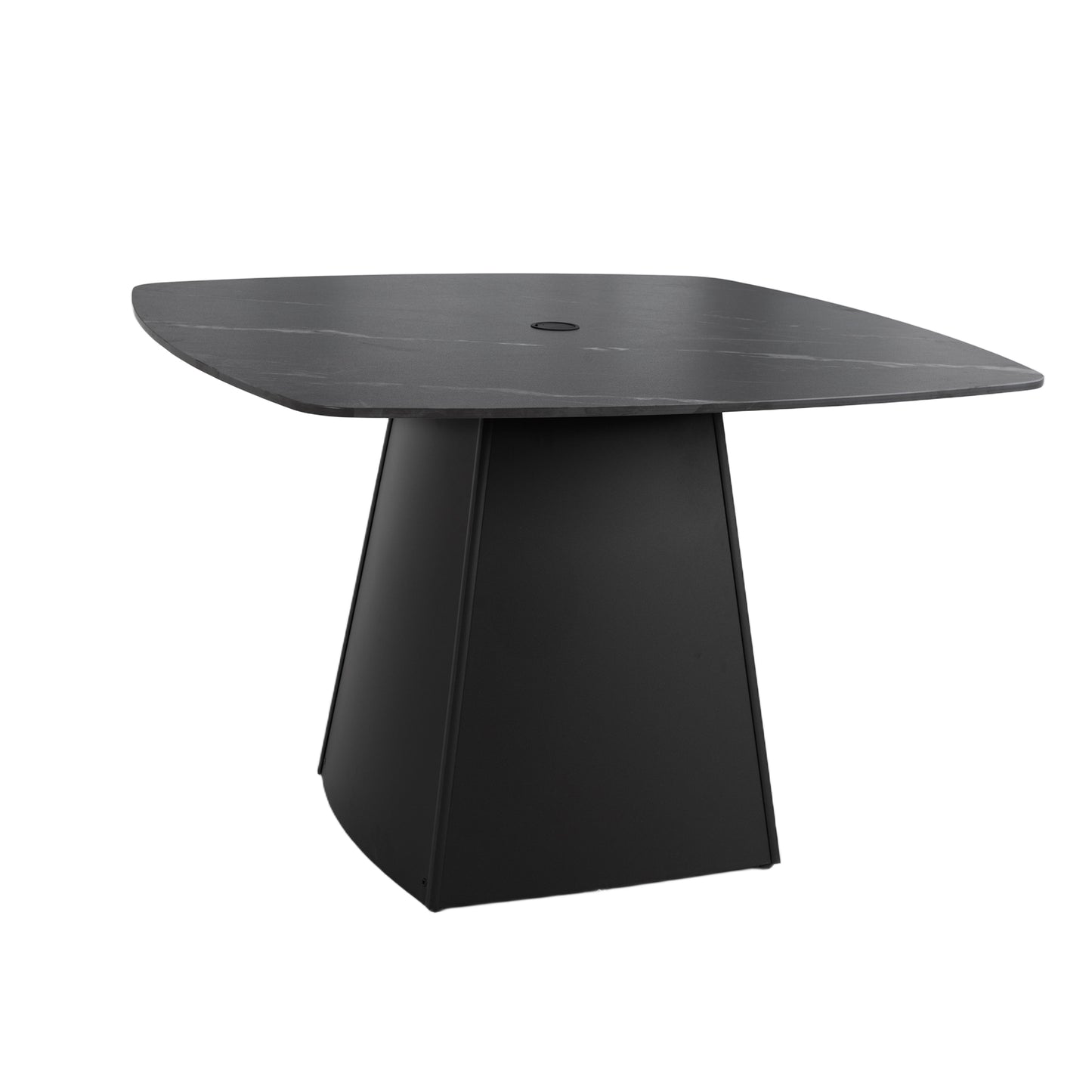 Ember Black Outdoor Dining Table – 44" Rounded Square Patio Set