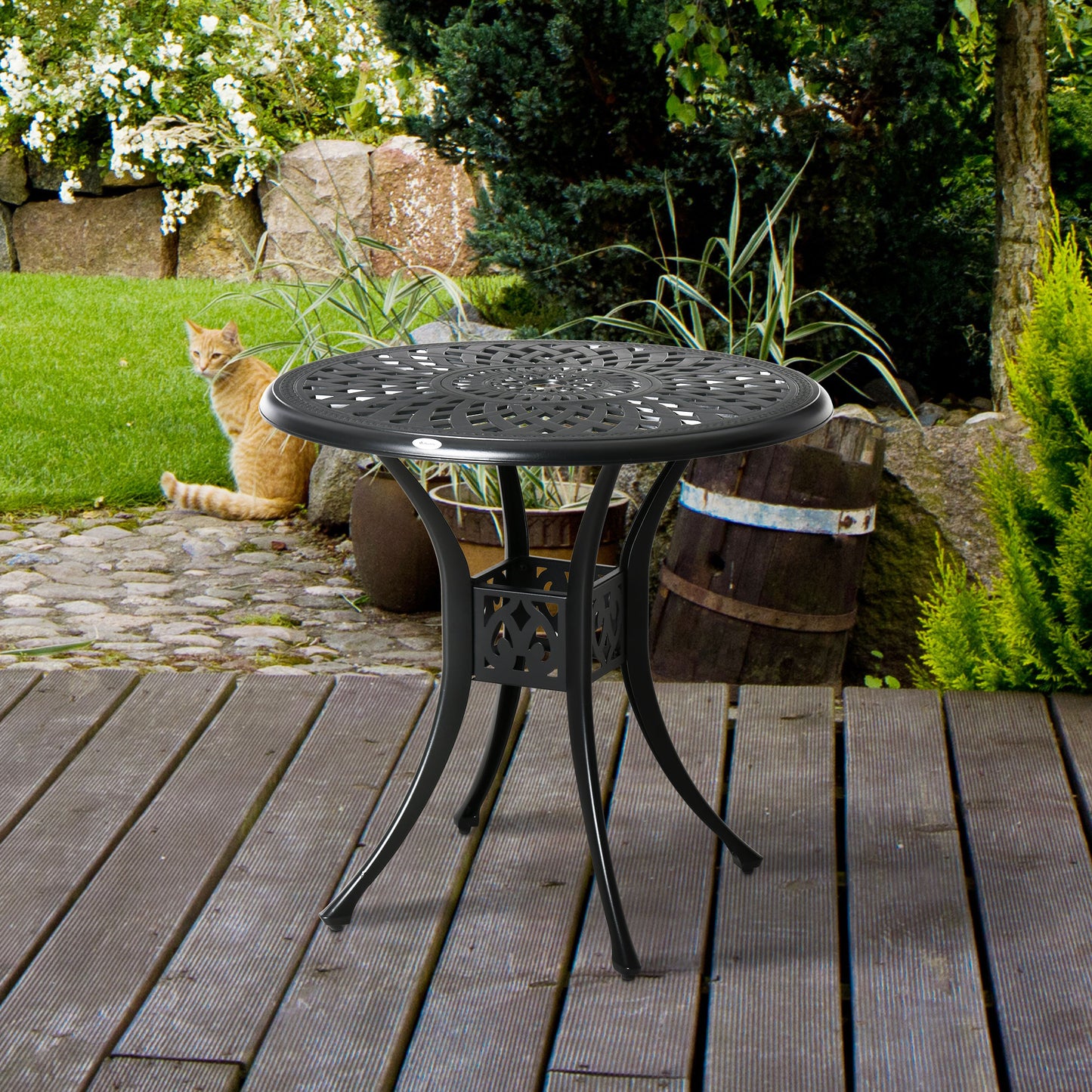 Outsunny 30" Round Patio Table - Durable Aluminum Outdoor Bistro Set
