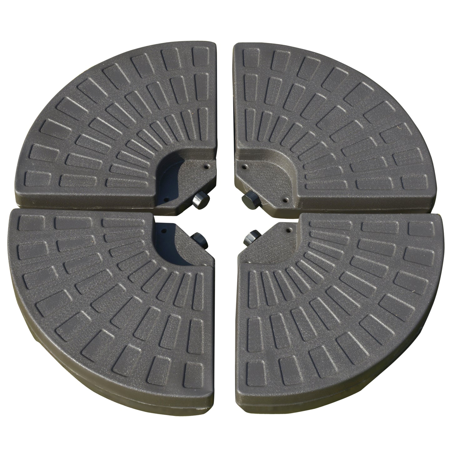 Outsunny 4 Pieces Cantilever Patio Umbrella Base, Fan Shaped Umbrella Weight w/ Built-In Handles & Rugged Material, 148 lbs Water and 220 lbs Water and Sand, Coffee