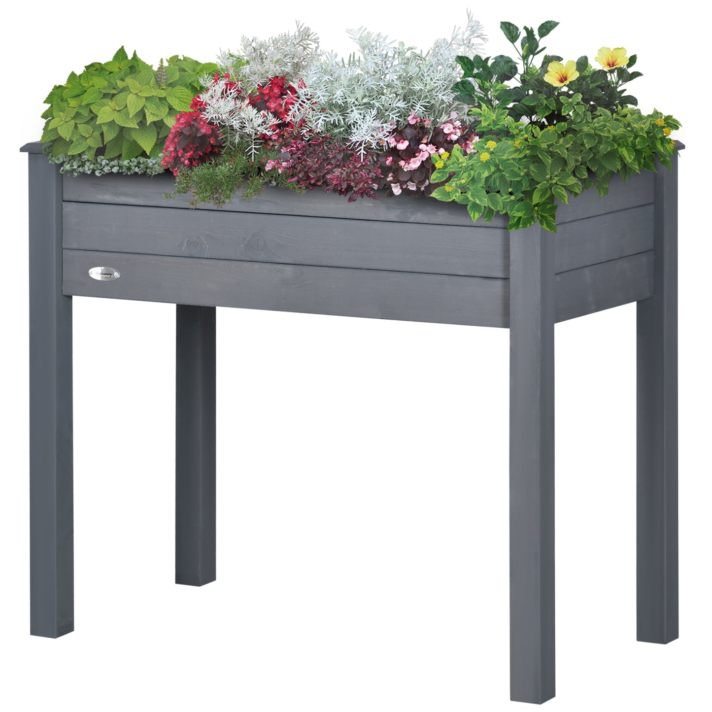 Dark Gray Raised Garden Bed - Wood Planter Box