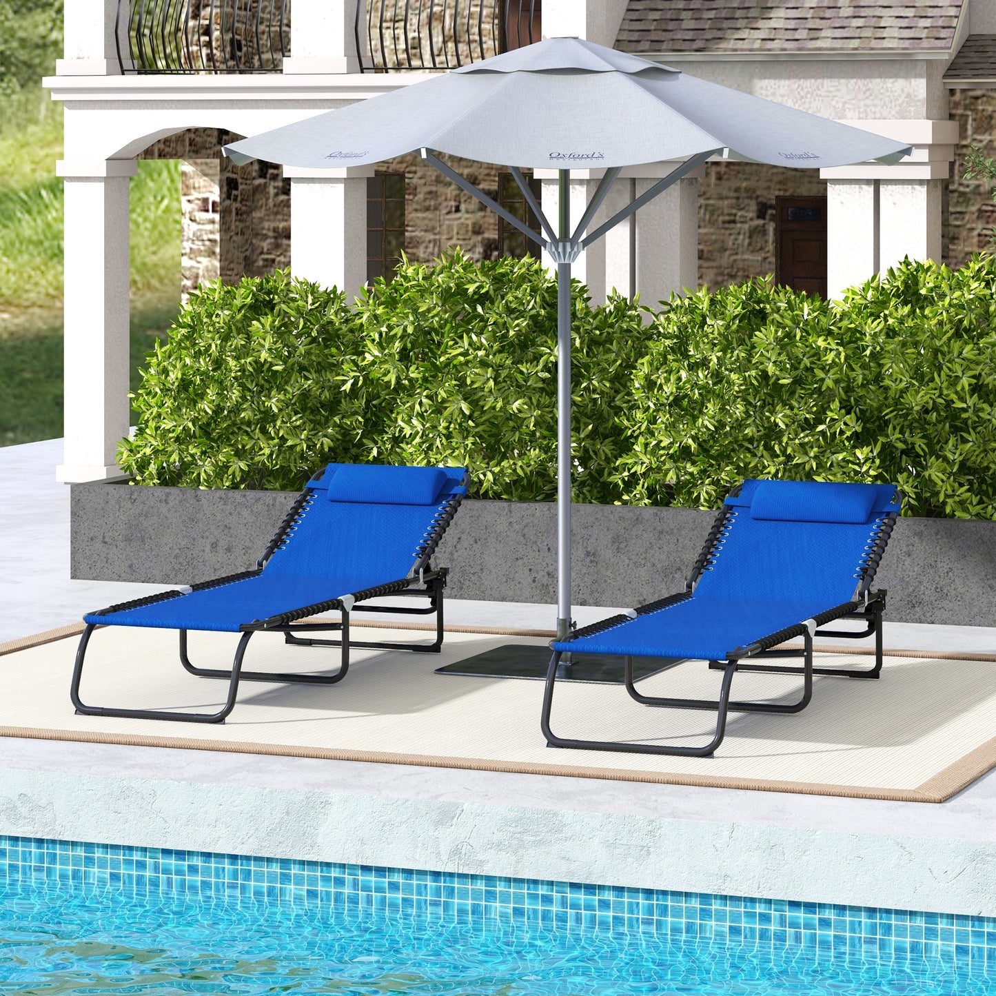Light Blue Steel Chaise Lounge for Poolside or Garden Relaxation