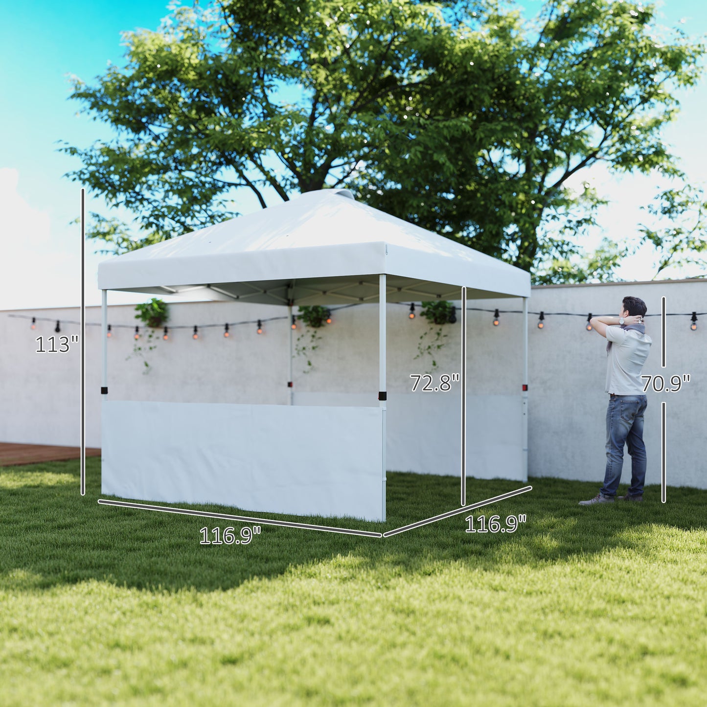 10' White Pop Up Canopy Tent - Instant Gazebo with Sidewalls