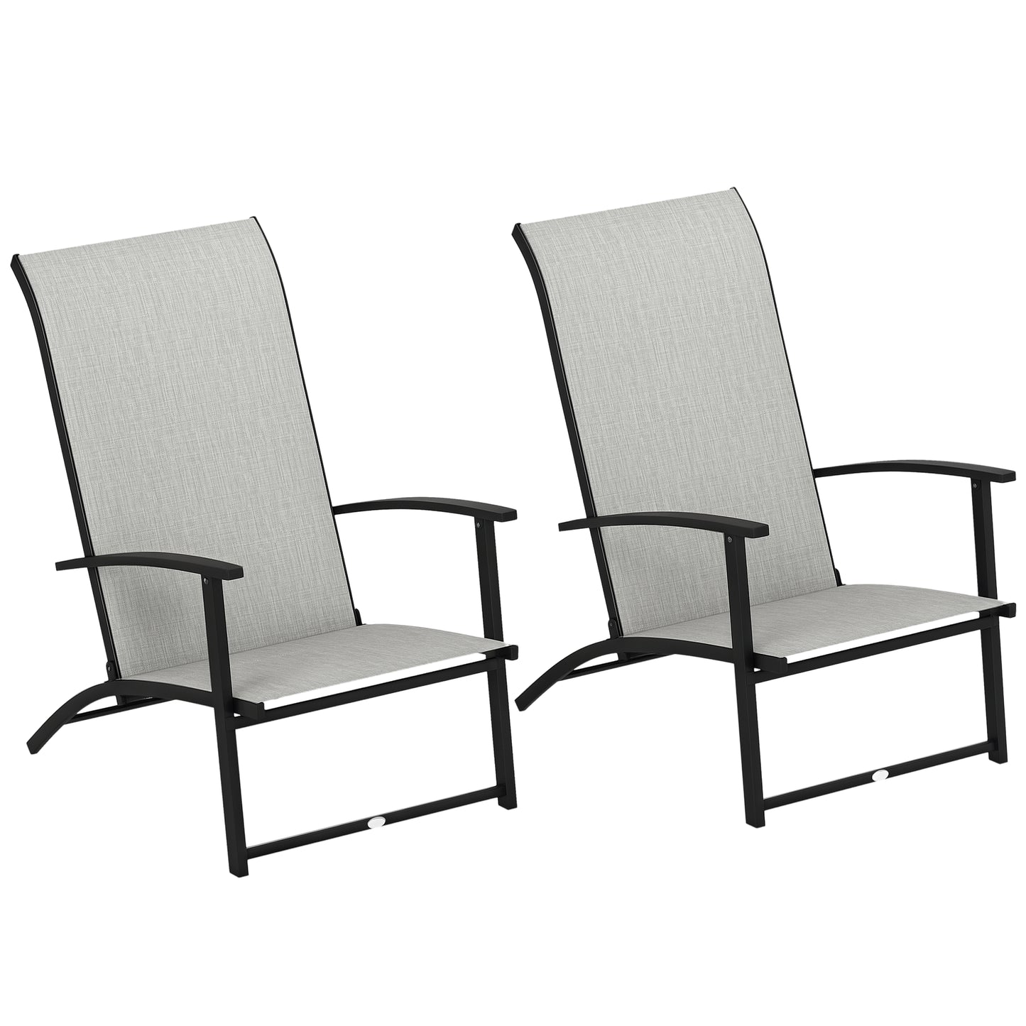 Outsunny Folding Patio Chairs Set of 2, Portable Outdoor Dining Chairs with High Back, Armrests, Gray