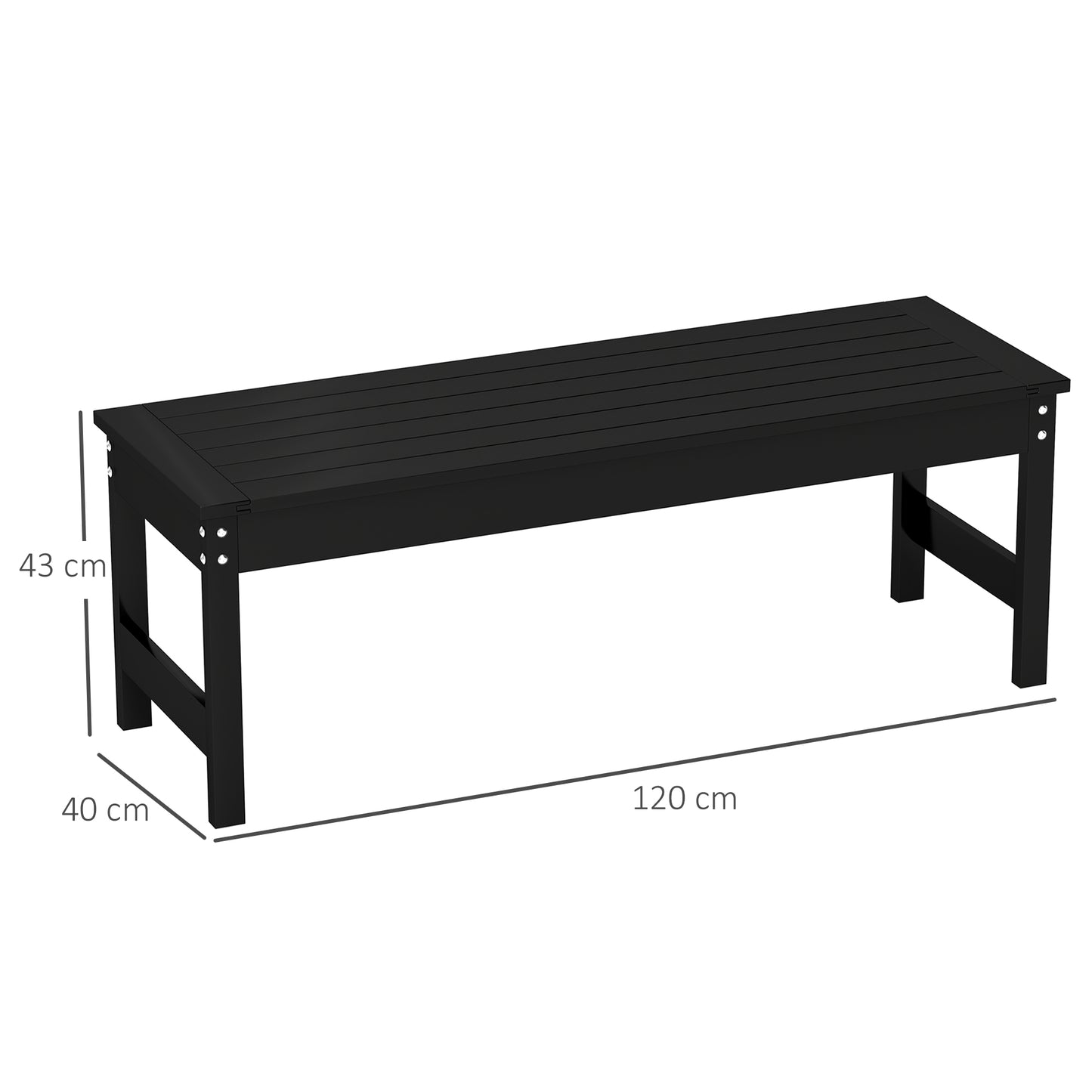 Black HDPE 2-Person Patio Bench - Outdoor Loveseat