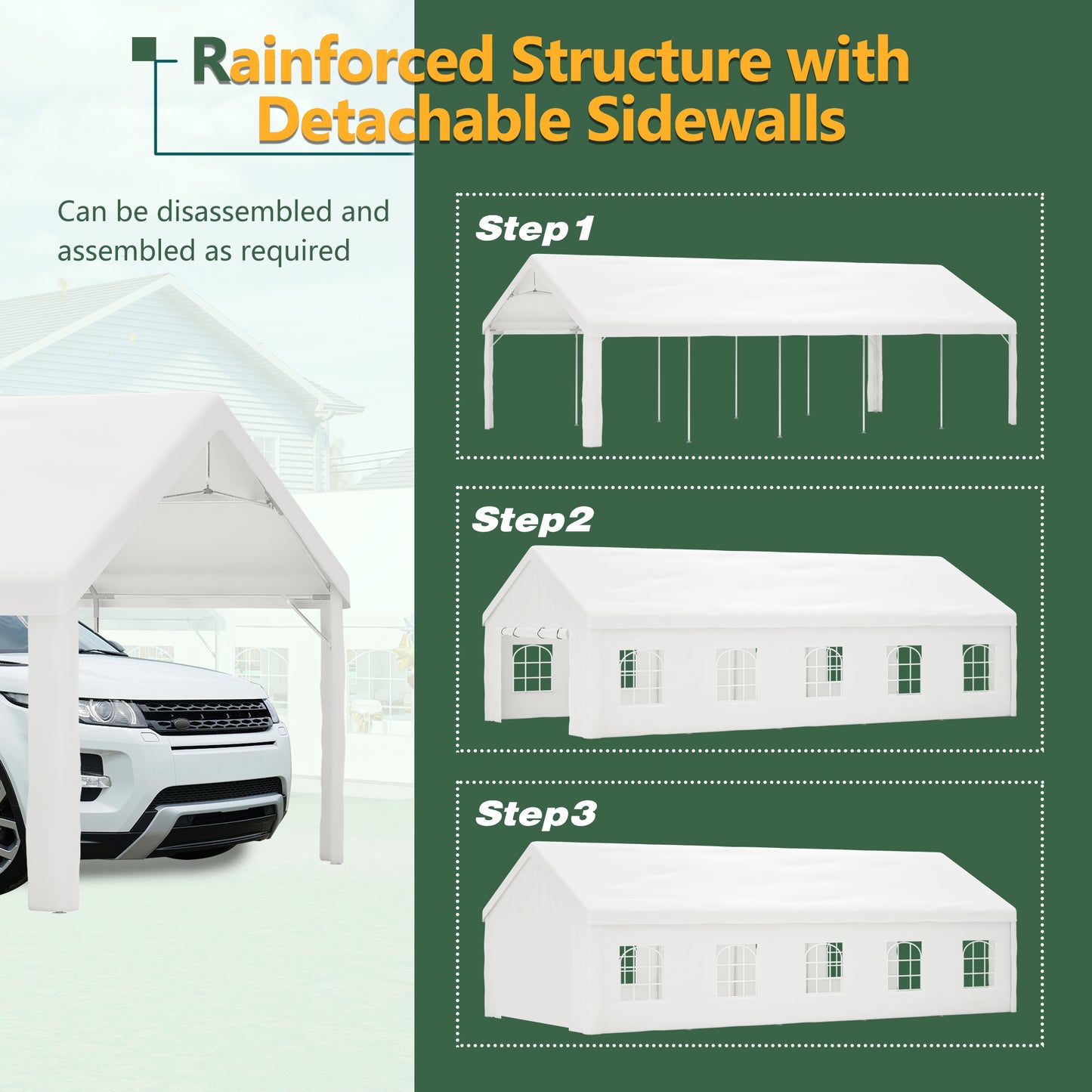 16x32 White Metal Party Tent - Outdoor Canopy for Weddings & Events
