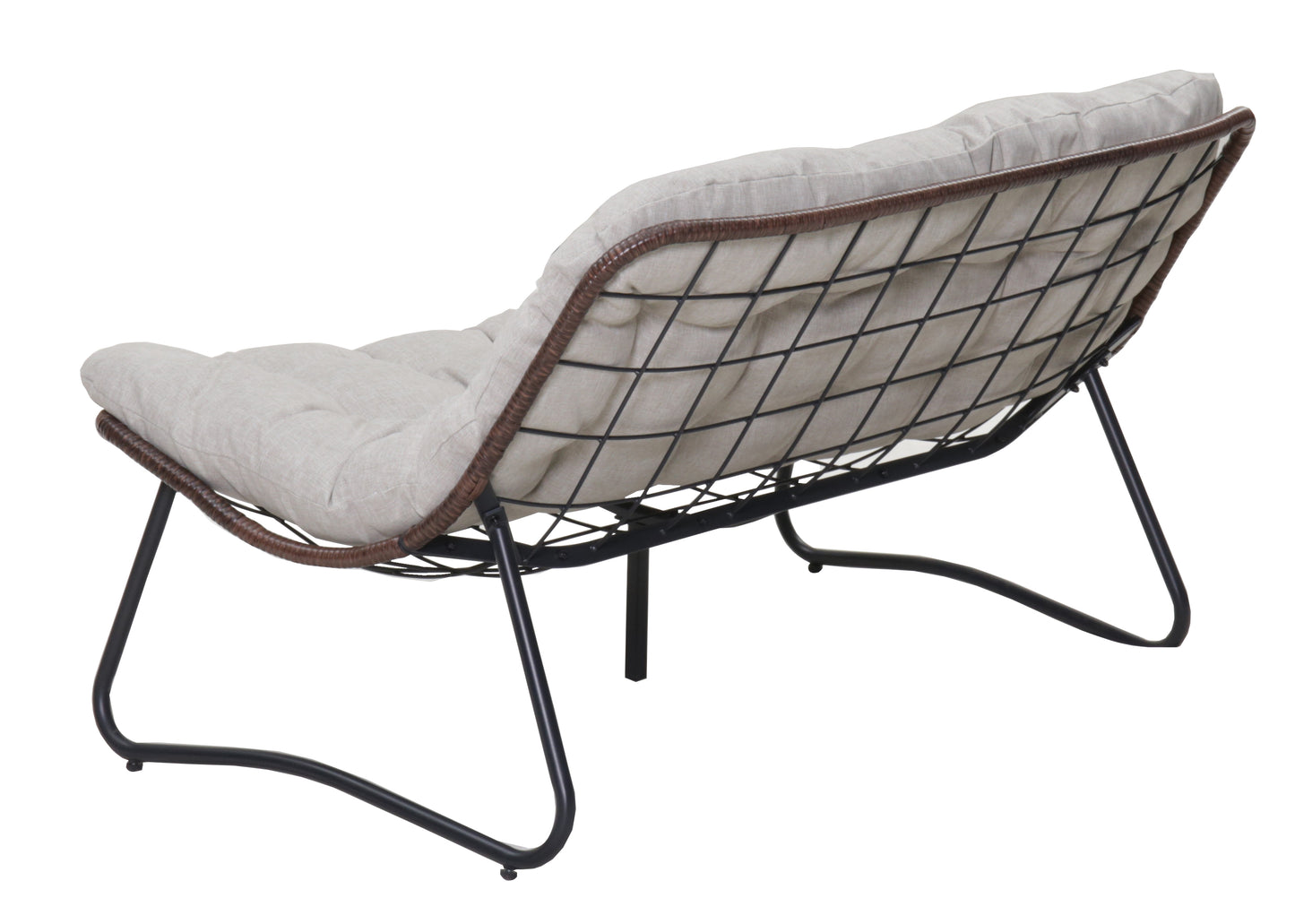 Brown Steel Rattan Loveseat - Outdoor Patio Furniture