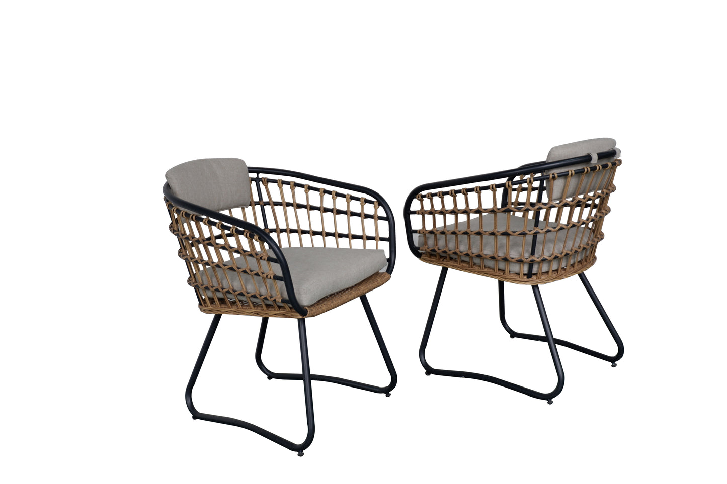 Outdoor Wicker Dining Chairs Set of 2, Patio Dining Chairs with Cushions, Rattan Dining Armchairs for Lawn, Garden, Poolside, Backyard, Porch, Beige