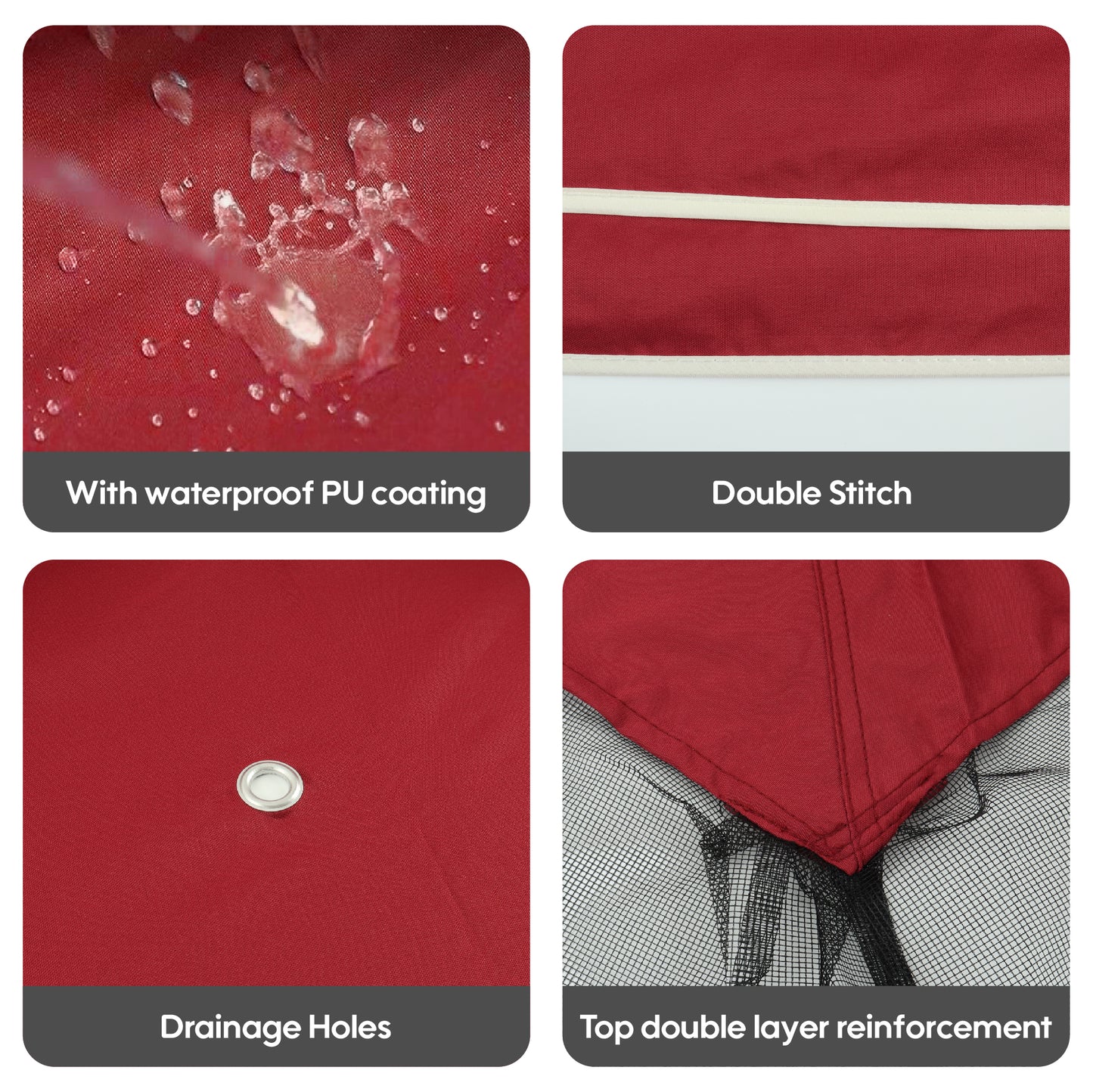 10x10 Red Patio Gazebo Canopy Replacement Top