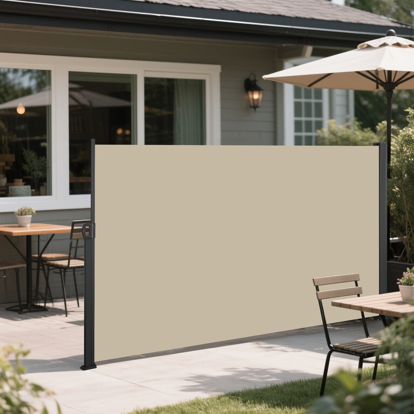 138" x 71" Retractable Side Awning - Beige Privacy Screen