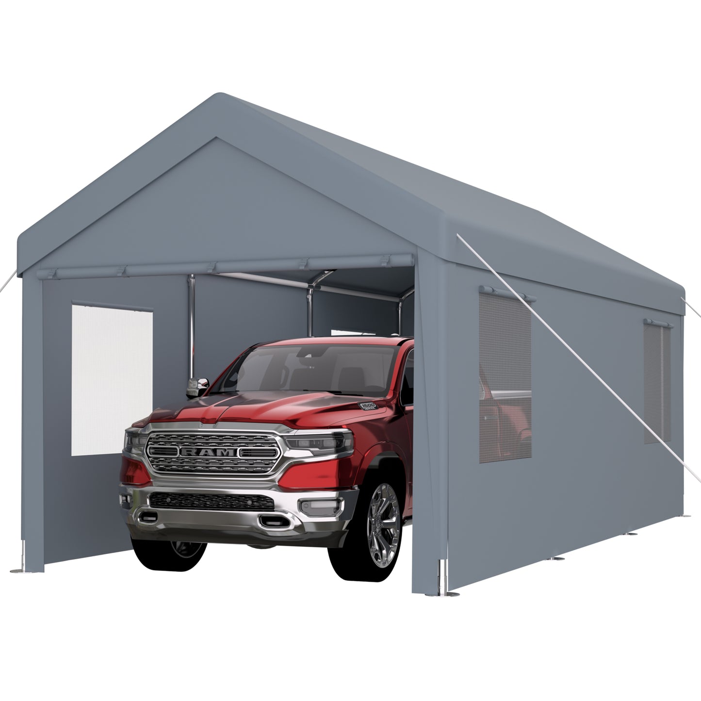 10' x 20' Grey Polypropylene Carport - Heavy Duty Outdoor Storage
