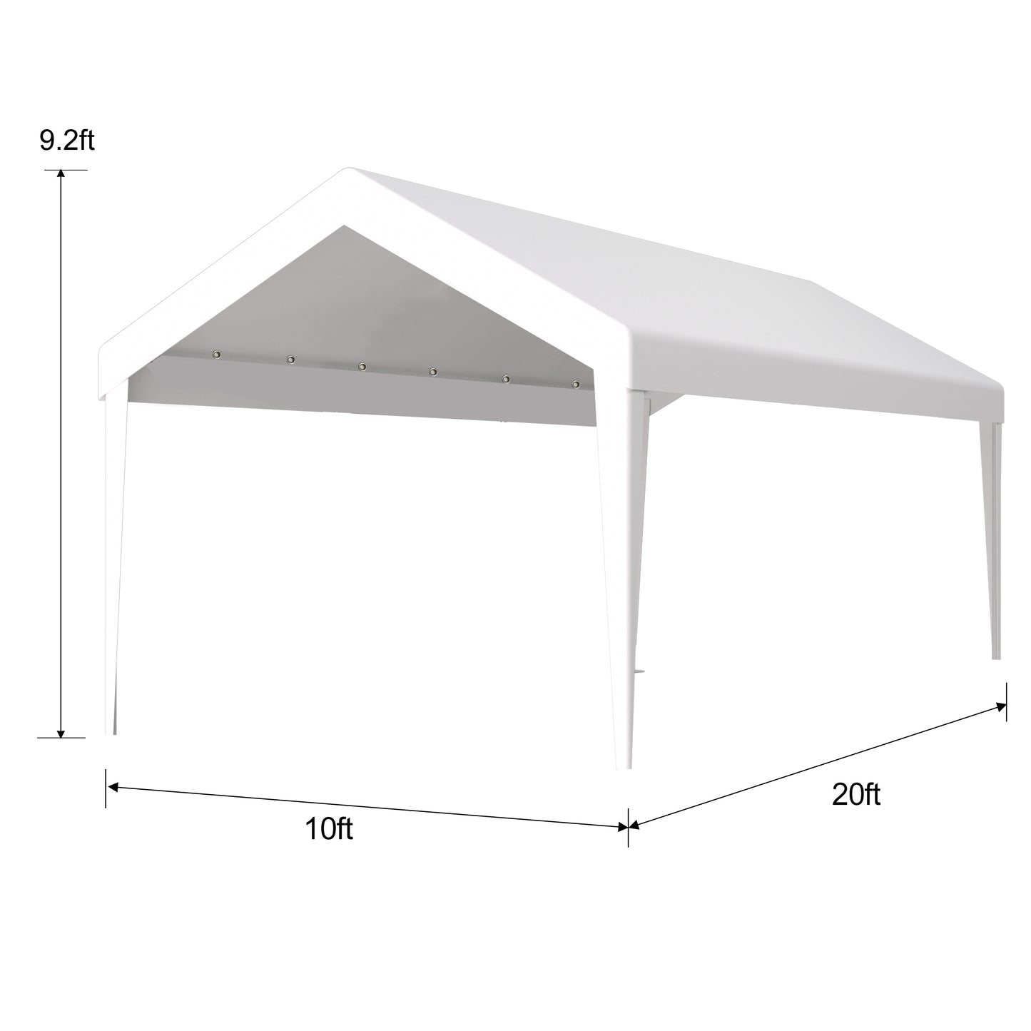 10x20ft Carport Canopy Cover - Waterproof UV Protection, Elastic Buckles