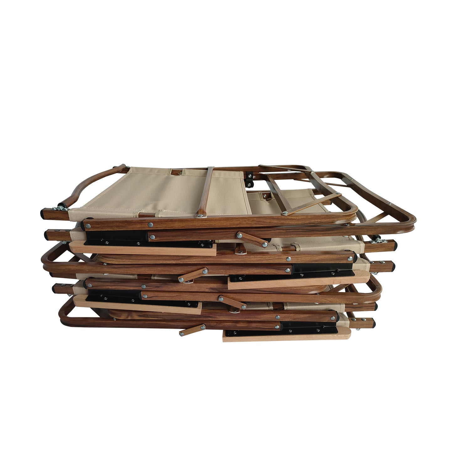 Natural Aluminium Folding Chair Set of 4 for Patio Garden Seating