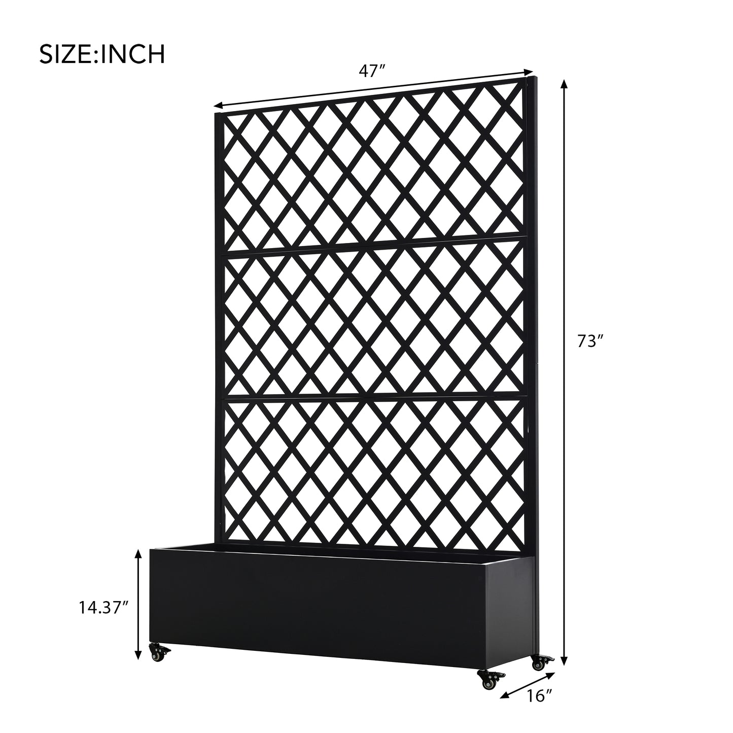 Metal Raised Garden Bed with Wheels - 73" x 47" Planter Box for Outdoor