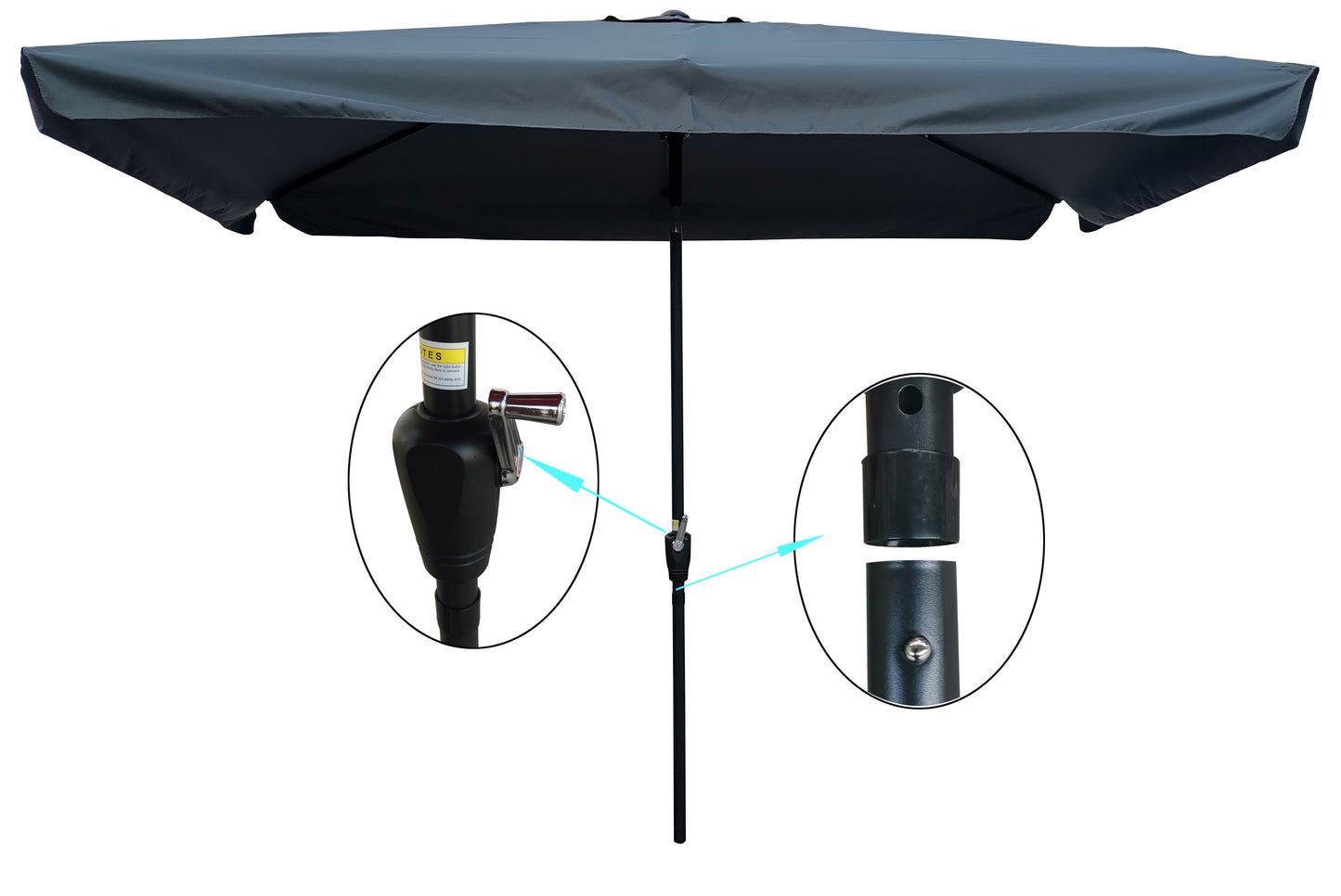 10 x 6.5ft Patio Umbrella Outdoor Waterproof Umbrella with Crank and Push Button Tilt for Garden Backyard Pool Swimming Pool Market