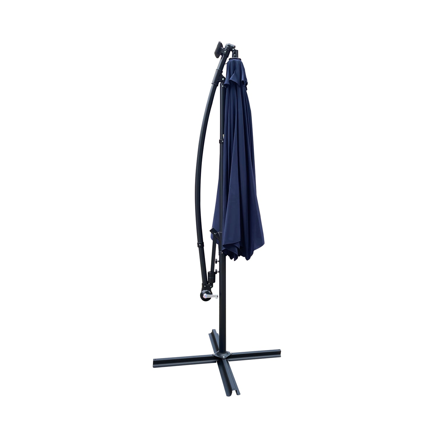 Navy Blue Solar Patio Umbrella for Poolside Garden Deck with LED Lights