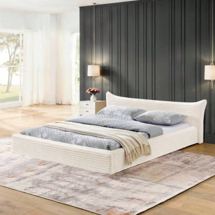 Size Upholstered Bed FrameAnd velvet fabric, Grounded Platform Bed with Decorative Curved Headboard and Solid Wood Frame, No Box Spring Required - 6887.7524.25