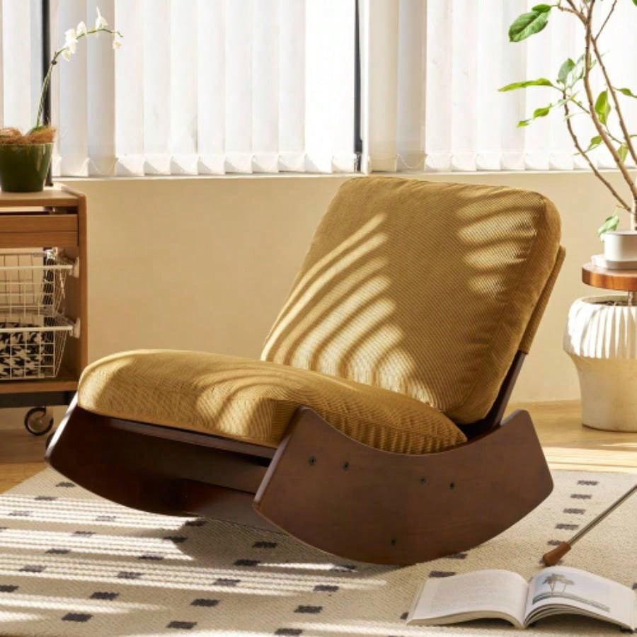 Comfortable Glider Rocking Chair, High - Quality Upholstery Glider Chair, Solid Wood Frame, Multiple Settings Accent Reading Chair Bedroom, Living Room, Nursery
