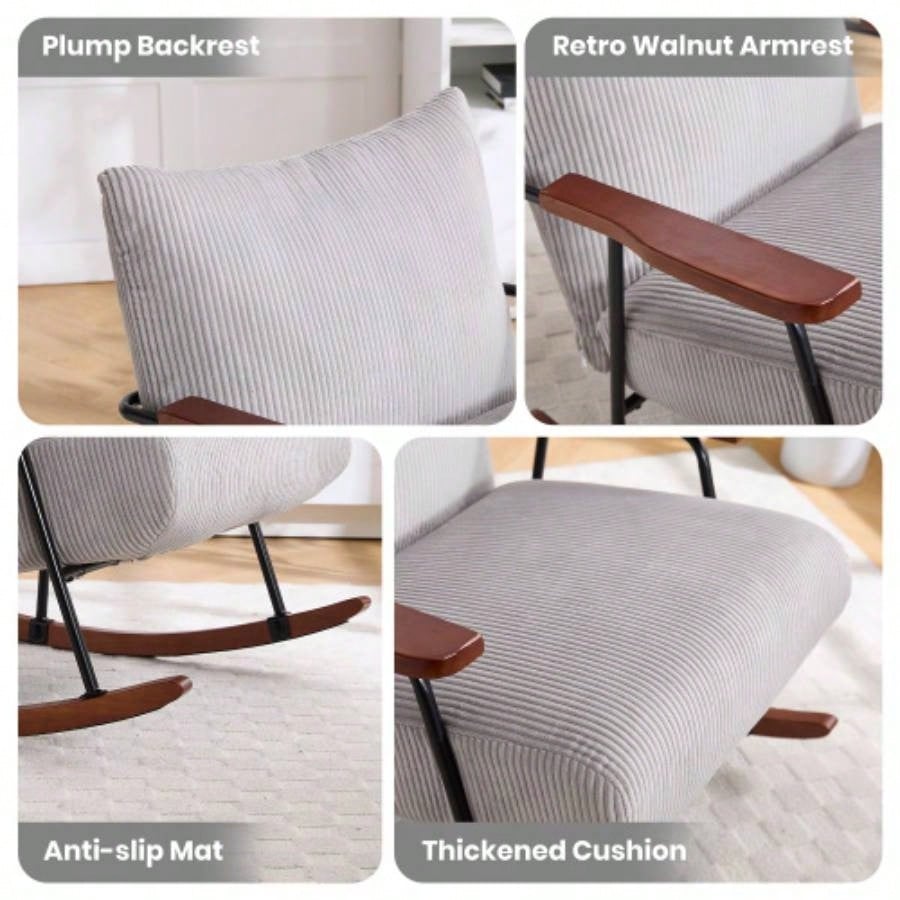 Modern Accent Chair Arm Chair Living Room Rocking Chair Metal Frame