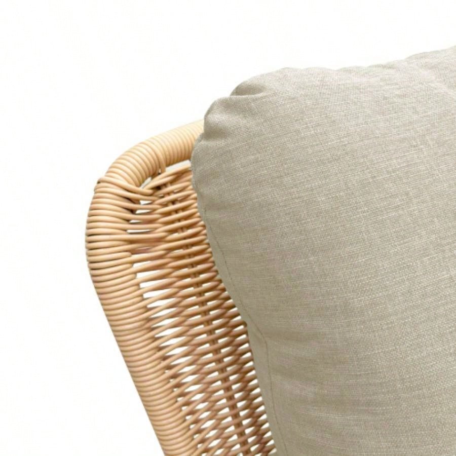 Set of 2 Contemporary Minimalist Beige Wicker Rocking Chair with Soft Polyester Cushions and Durable Wooden Frame, Indoor and Outdoor Spaces like Patio, Balcony, or Living Room