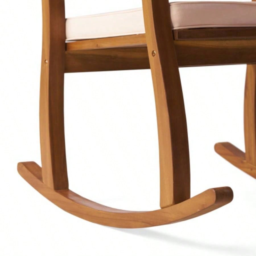 Acacia Wood Patio Outdoor Rocking Chair with cushions Garden, Lawn, Backyard, Pool,