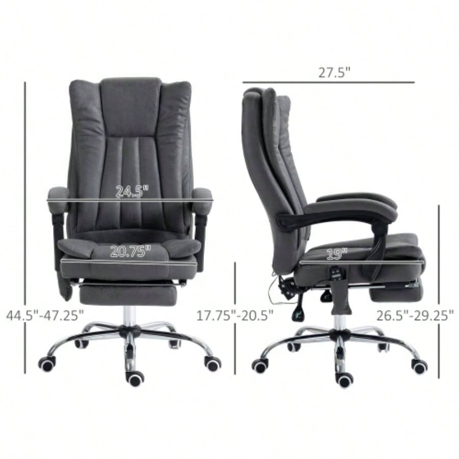 Vinsetto Microfiber Office Chair, High Back Computer Chair with 6 Point Massage, Heat, Adjustable Height and Retractable Footrest, Dark Blue