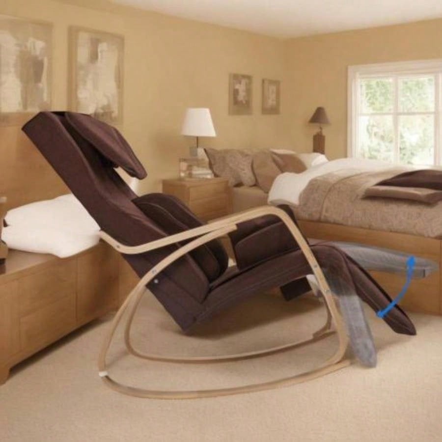 Full massage function - pressure - Comfortable Relax Rocking Chair, Lounge Chair Relax Chair with Cotton Fabric Cushion Brown