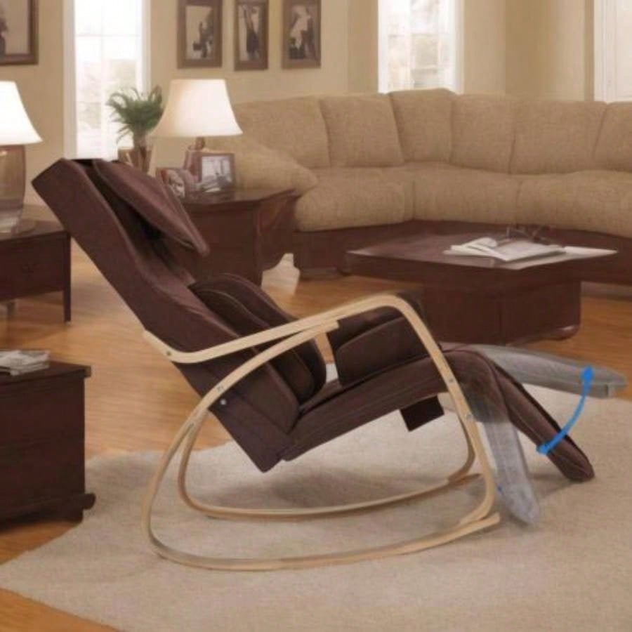 Full massage function - pressure - Comfortable Relax Rocking Chair, Lounge Chair Relax Chair with Cotton Fabric Cushion Brown