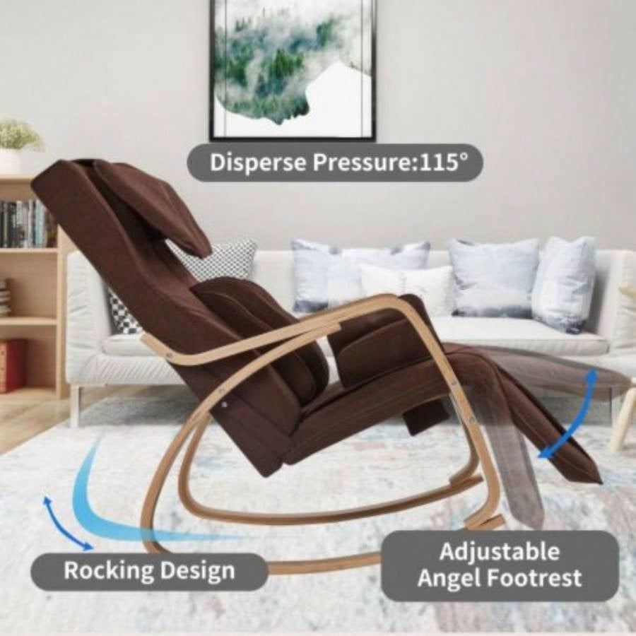 Full massage function - pressure - Comfortable Relax Rocking Chair, Lounge Chair Relax Chair with Cotton Fabric Cushion Brown