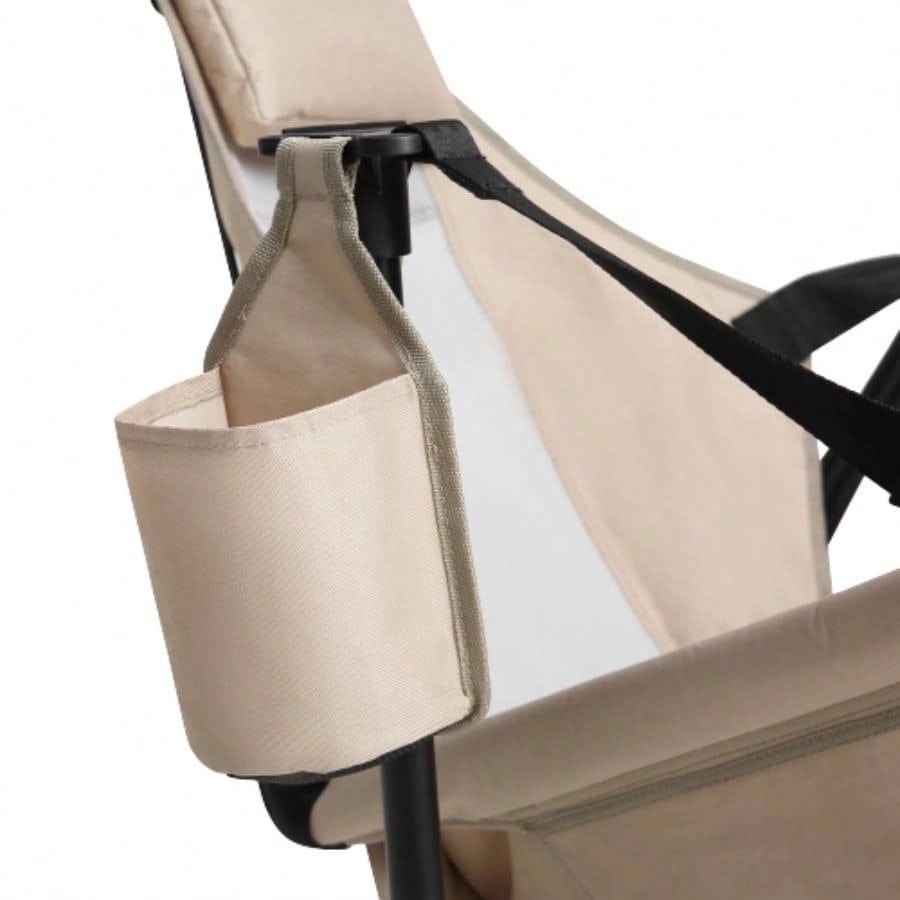 Hammock Camping Chair, Folding Portable Rocking Chair, Aluminum Alloy Adjustable Back Swinging Chair with Pillow Cup Holder, Recliner with Carry Bag Outdoor Travel Lawn Backyard, Khaki 2pcs
