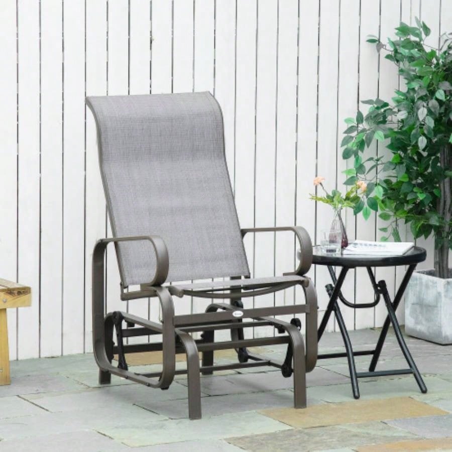 Outsunny Outdoor Glider Chair, Gliders Outside Patio with Smooth Rocking Mechanism and Lightweight Construction Backyard, Gray