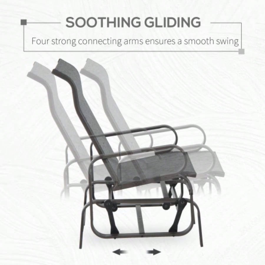 Outsunny Outdoor Glider Chair, Gliders Outside Patio with Smooth Rocking Mechanism and Lightweight Construction Backyard, Gray