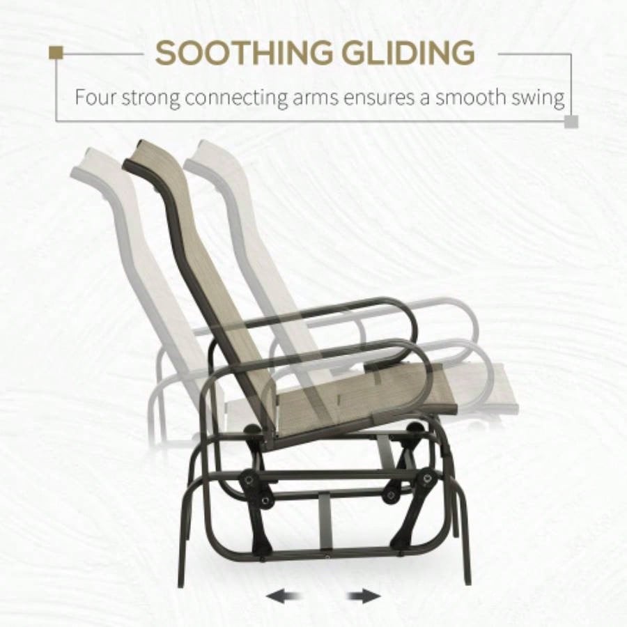 Outsunny Outdoor Glider Chair, Gliders Outside Patio with Smooth Rocking Mechanism and Lightweight Construction Backyard, Tan