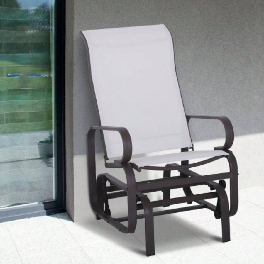 Outsunny Outdoor Glider Chair, Gliders Outside Patio with Smooth Rocking Mechanism and Lightweight Construction Backyard, Beige